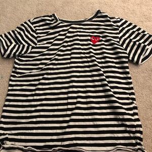 black and white striped designer tee with heart